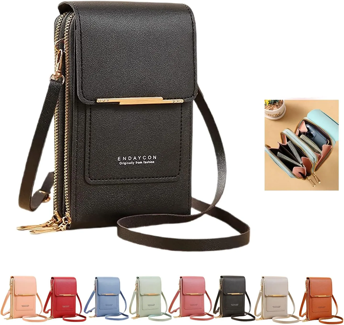 2023 New Anti-theft Leather Bag, Touch Screen Small Crossbody Cell Phone Purse, RFID Blocking Mini PU Leather Crossbody Bags