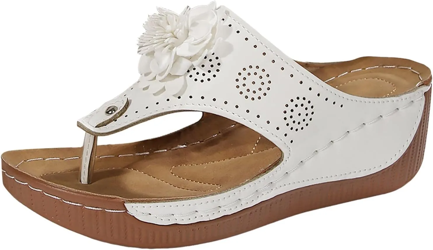 2025 New Summer Orthopedic Closed Toe Sandals for Women Dressy Flat Open Toe Floral Ladies Sandals Arch Support Flip Flops Boho Silppers Comfortable Slip on Beach Shoes