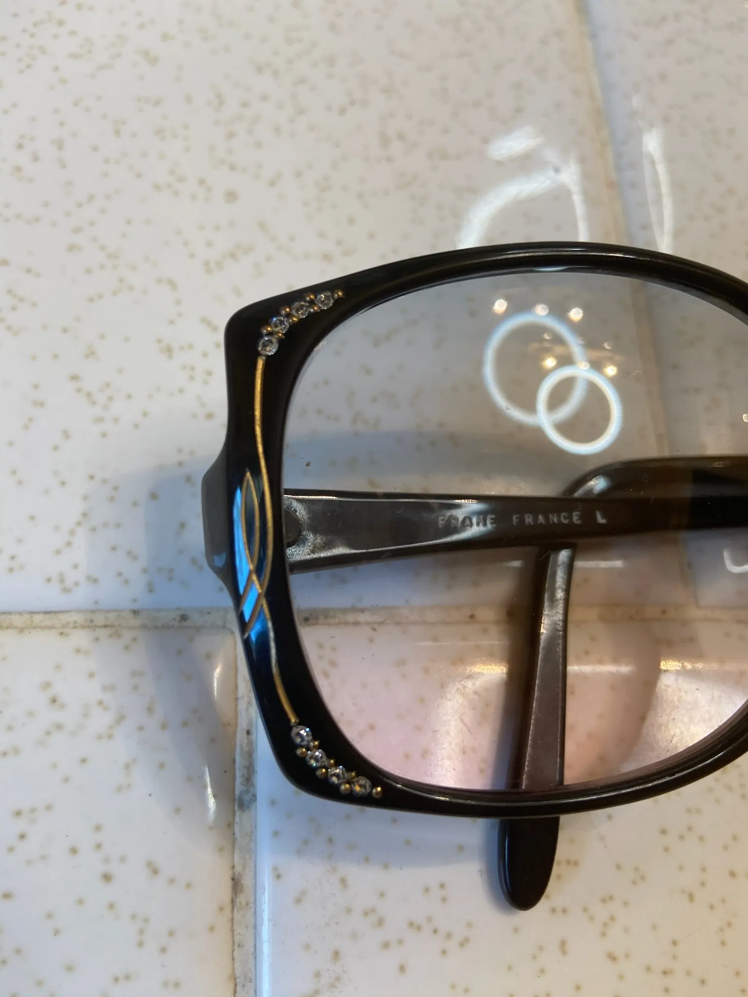 70s Oversized Vintage Sunglasses with Rhinestones, Tura