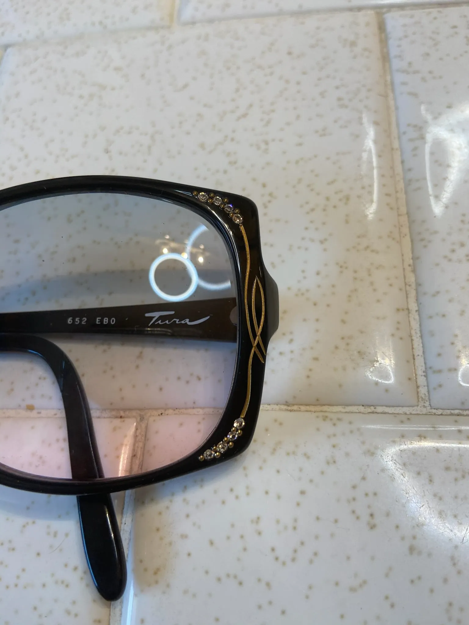 70s Oversized Vintage Sunglasses with Rhinestones, Tura