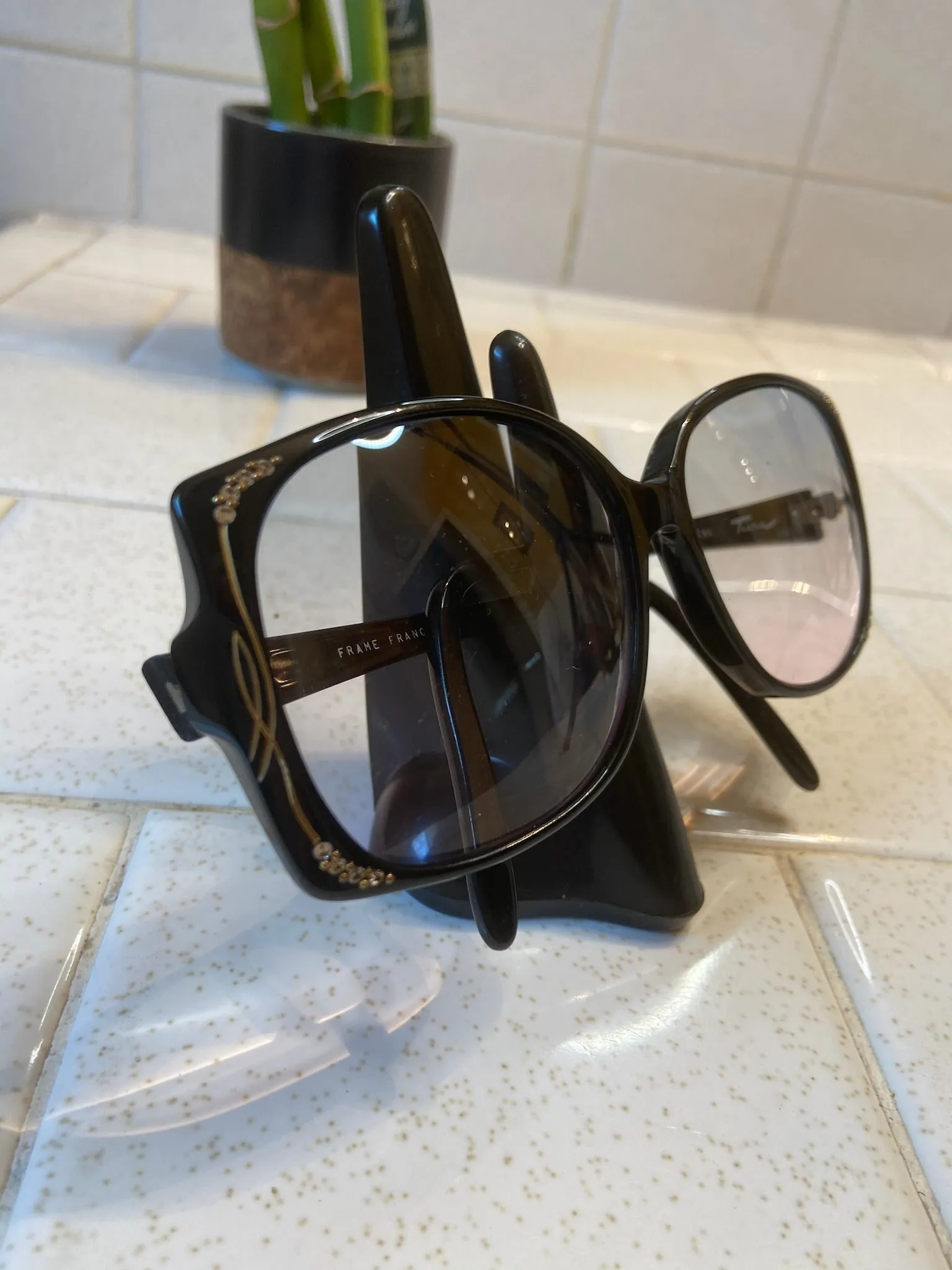70s Oversized Vintage Sunglasses with Rhinestones, Tura