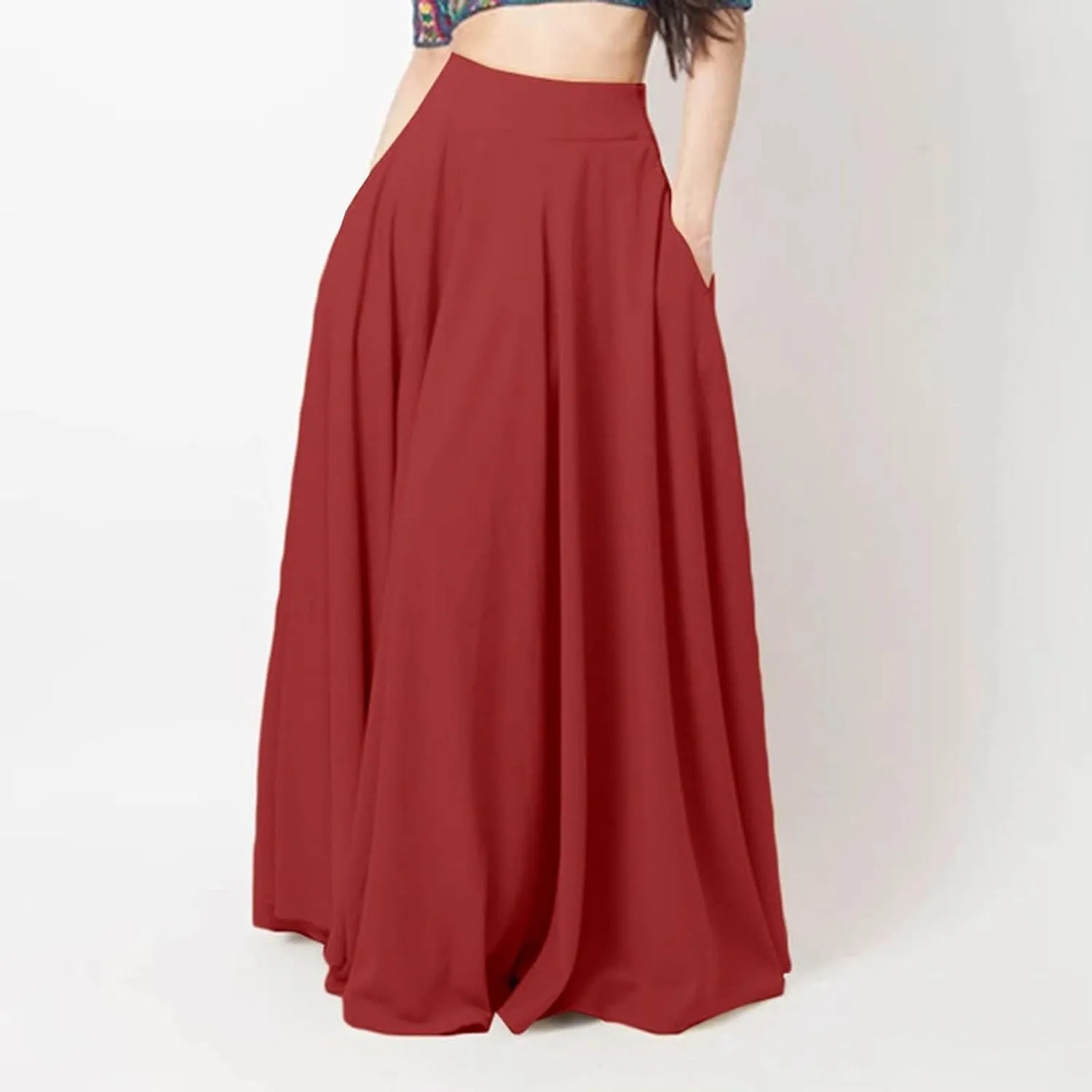 A Line Skirt Fashion Loose Casual Long Large Solid Pleated Skirt Elastic Waist Skirt Tulle Skirt A Line Skirts for Girls