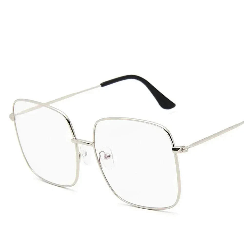 Alba Gold Square Frame Sunglasses  Oversized Retro UV Shades for Women
