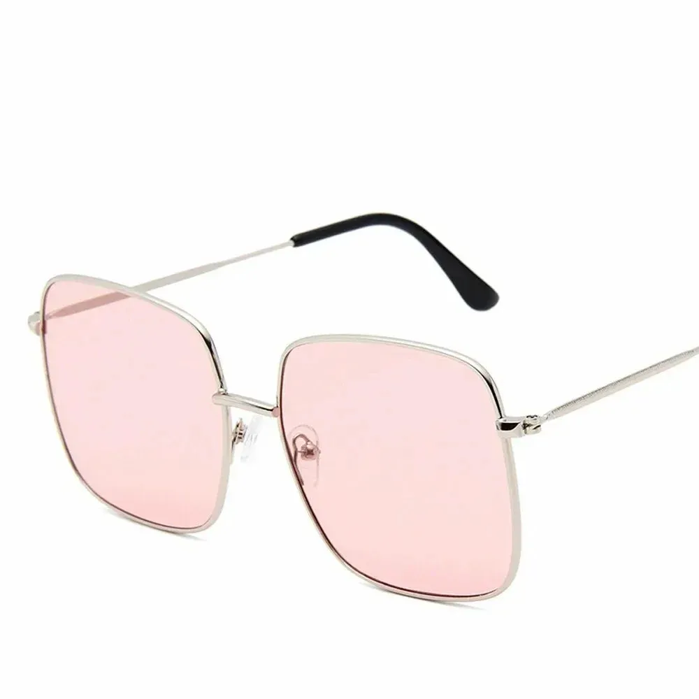 Alba Gold Square Frame Sunglasses  Oversized Retro UV Shades for Women