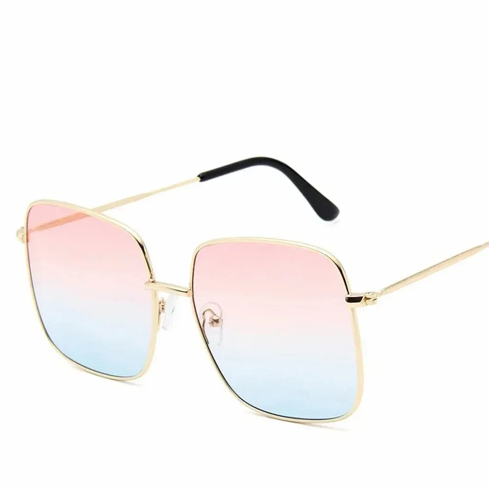 Alba Gold Square Frame Sunglasses  Oversized Retro UV Shades for Women