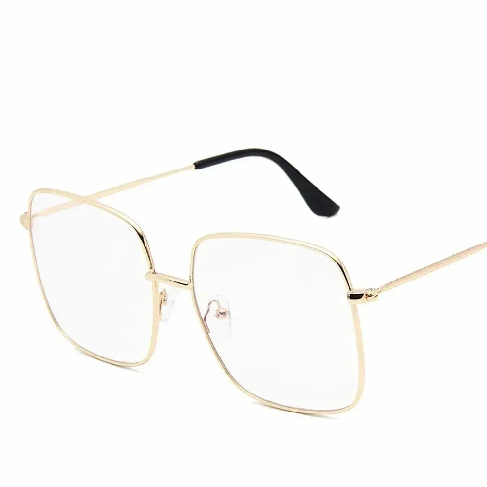 Alba Gold Square Frame Sunglasses  Oversized Retro UV Shades for Women