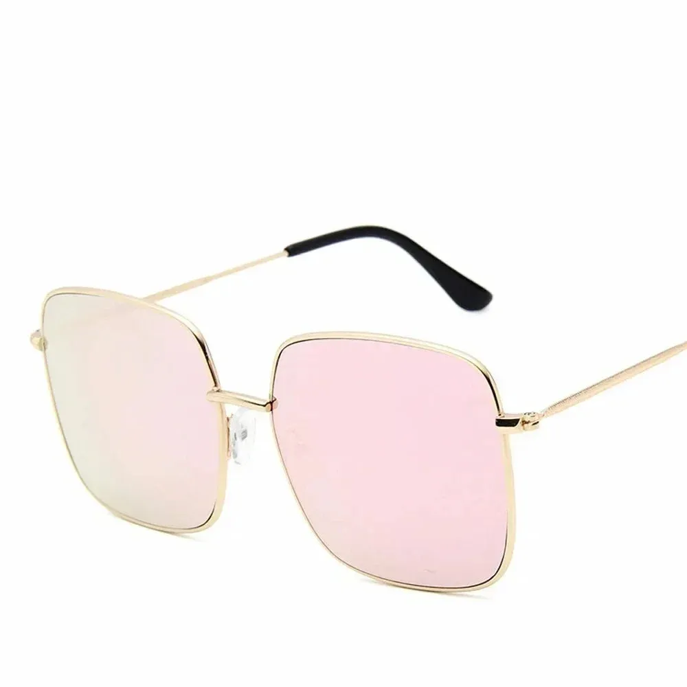 Alba Gold Square Frame Sunglasses  Oversized Retro UV Shades for Women