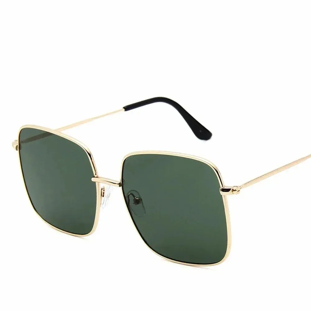 Alba Gold Square Frame Sunglasses  Oversized Retro UV Shades for Women