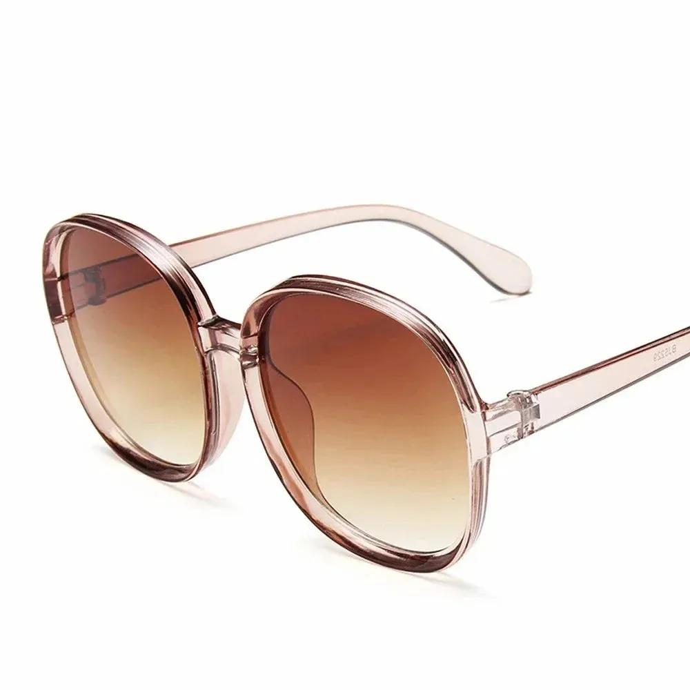 Amaya Oversized Round Sunglasses  Black UV Fashion Eyewear for Women