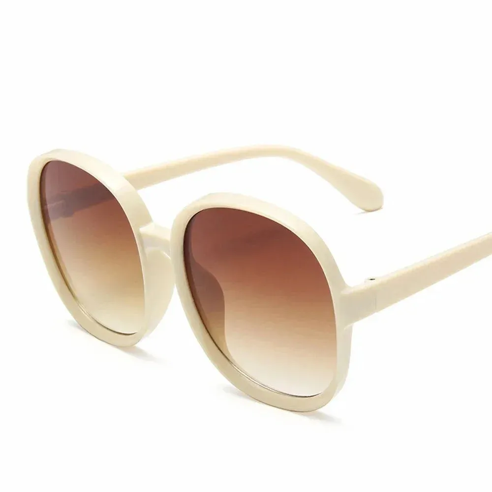 Amaya Oversized Round Sunglasses  Black UV Fashion Eyewear for Women