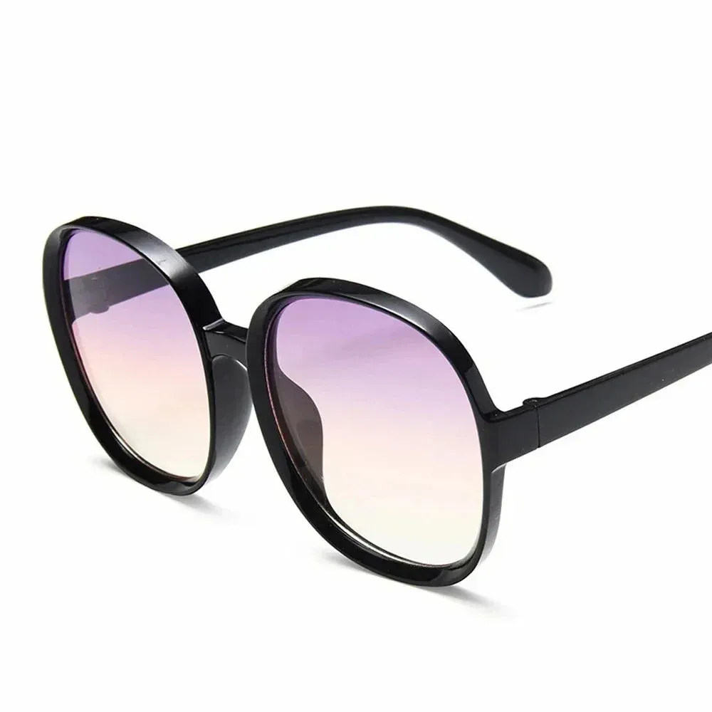 Amaya Oversized Round Sunglasses  Black UV Fashion Eyewear for Women