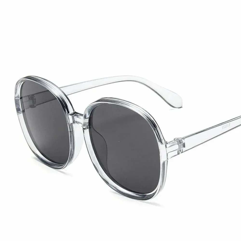 Amaya Oversized Round Sunglasses  Black UV Fashion Eyewear for Women