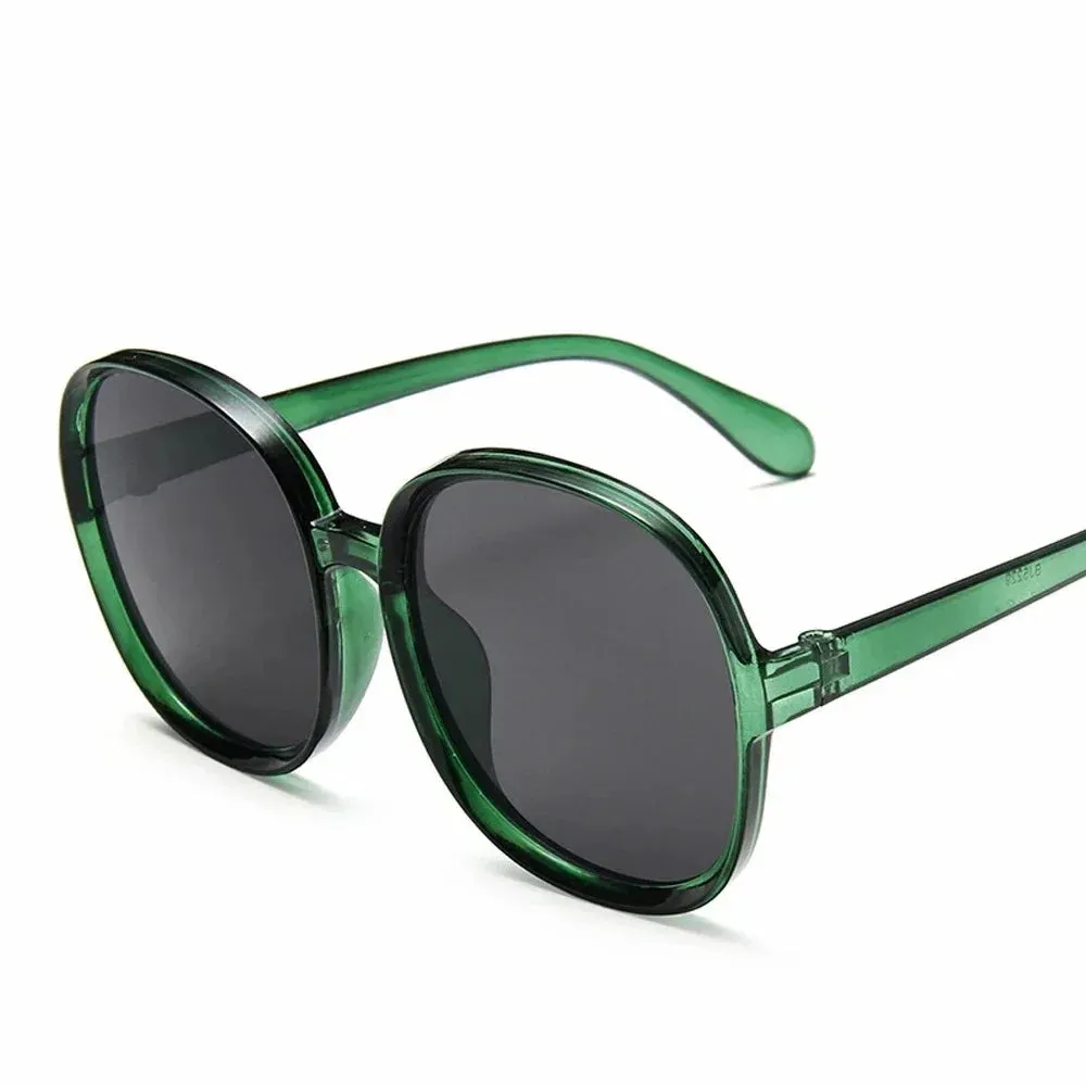 Amaya Oversized Round Sunglasses  Black UV Fashion Eyewear for Women