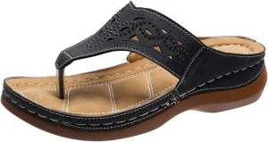 AMDBEL Orthopedic Flip Flops Sandals for Women 2024, Comfortable Dressy Summer Sandals with Arch Support Womens Casual Walking Wedges Platform Orthopedic Thong Sandals Anti-Slip Beach Boho Slippers