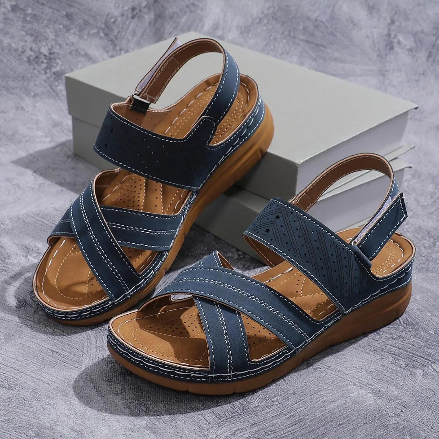 AMDBEL Orthopedic Sandals for Women, Sandals for Women Dressy Summer Arch Support Wide Width Plantar Fasciitis Casual Shoes