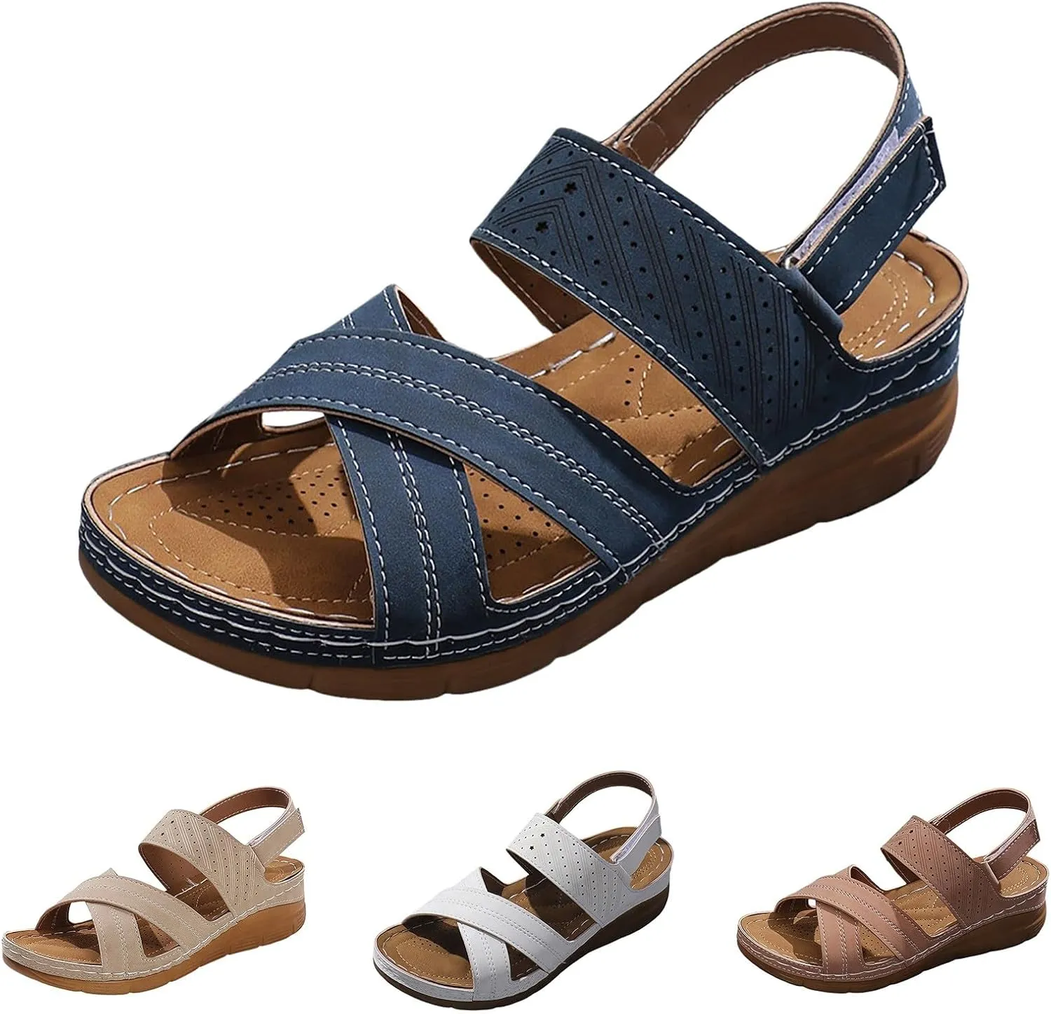 AMDBEL Orthopedic Sandals for Women, Sandals for Women Dressy Summer Arch Support Wide Width Plantar Fasciitis Casual Shoes