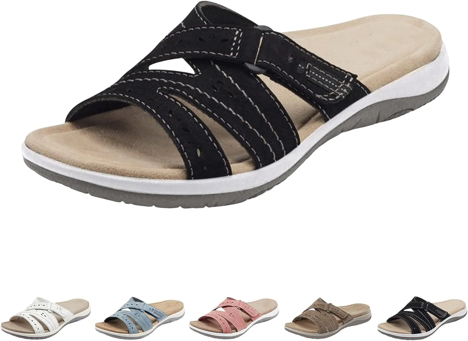 AMDBEL Orthopedic Sandals for Women,Sandals for Women Dressy Summer Flat Sandals Arch Support Soft Walking Sandals Shoes