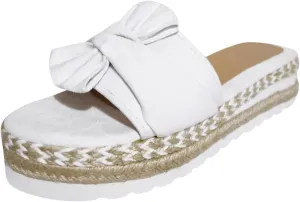 AMDBEL Summer Sandals for Women 2024 Trendy Low Wedge Platform Sandals with Bow Casual Peep Toe Espadrilles Flat Beach Sandal