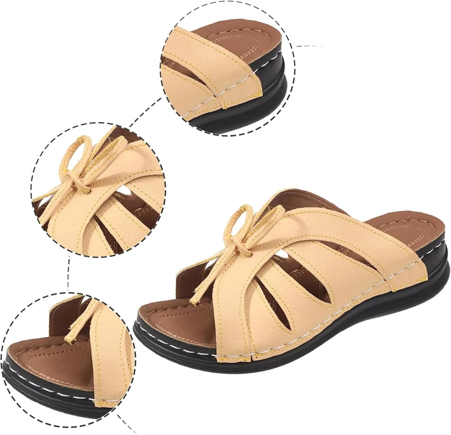 AMDBEL Summer Sandals for Women 2024 Trendy Women's Beach Sandals Hollow Casual Slippers Flat Shoes Retro Sandals Wedge Shoes