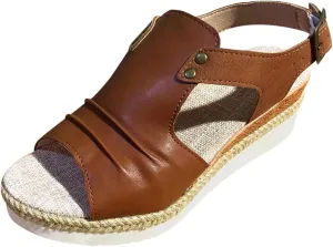 AMDBEL Summer Sandals for Women: Orthopedic Platform Wedge Dressy Flat 2023 Open Toe Ankle Strap Espadrilles Slip On Beach Boho Sandals