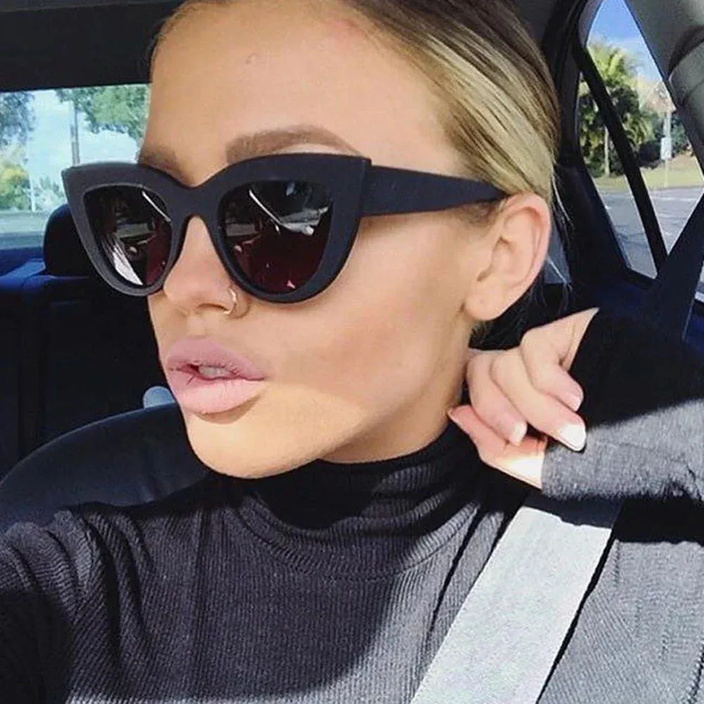 Aria Black Cat Eye Sunglasses  Bold Womens UV Summer Eyewear