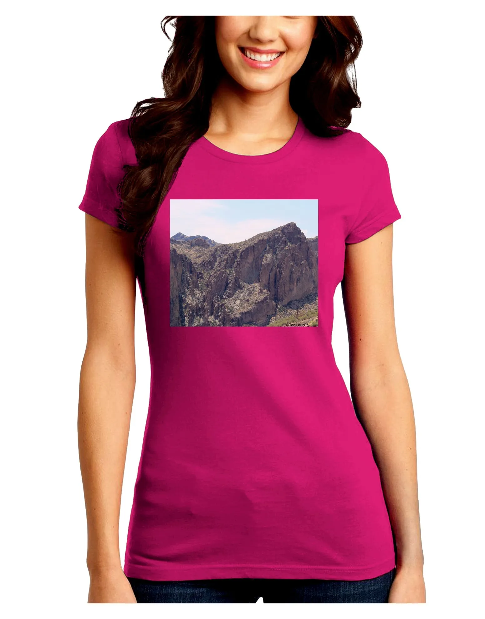 Arizona Saguaro Lake Mountains Juniors Crew Dark T-Shirt