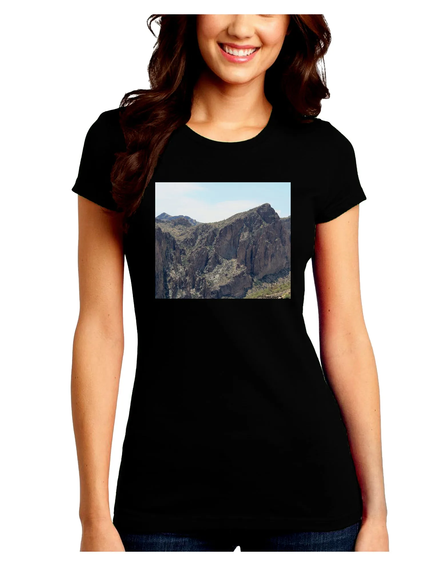 Arizona Saguaro Lake Mountains Juniors Crew Dark T-Shirt
