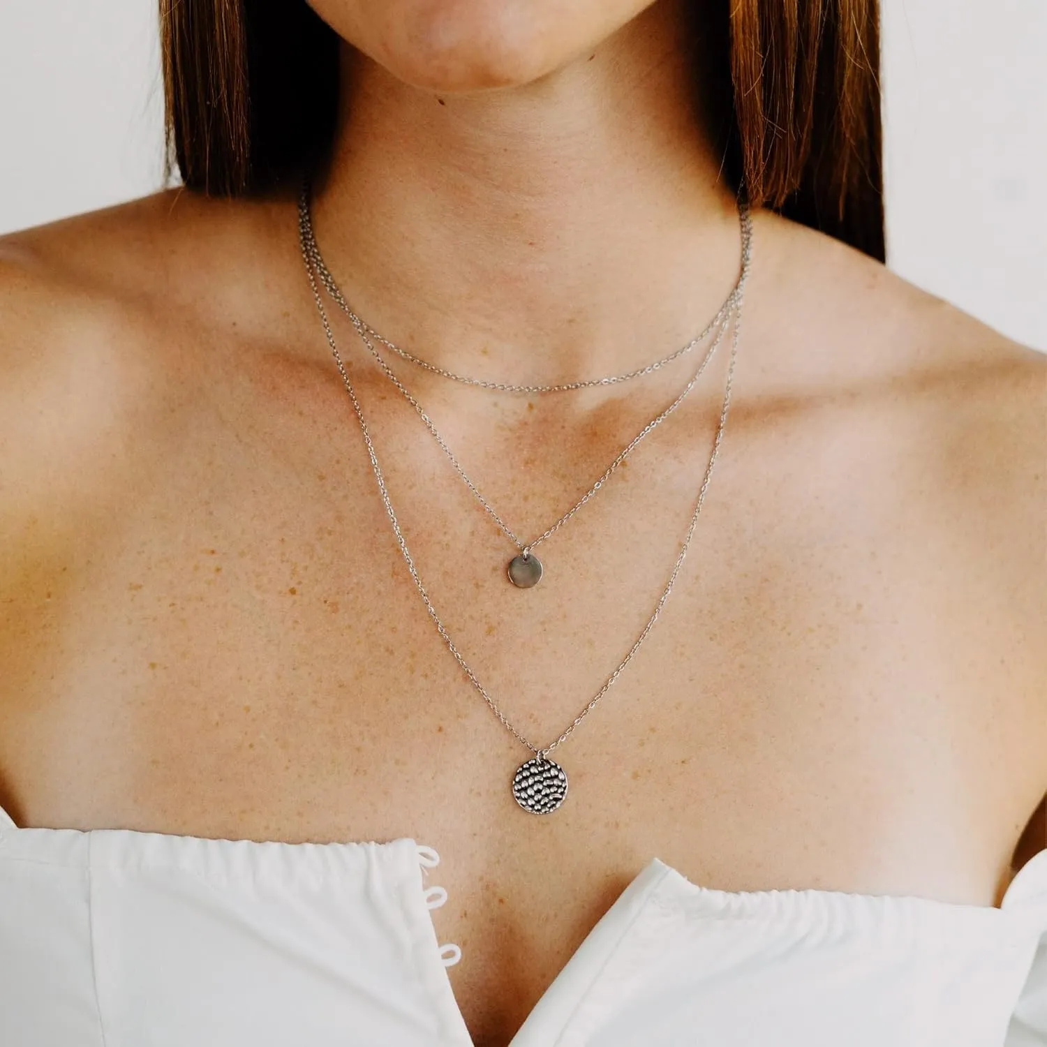 Ava Riley Necklace for Women, 14K Gold-Plated Dainty Choker, Silver Layered Necklaces for Women, Trendy Beach Jewelry