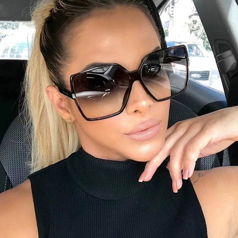 Averra Oversized Black Square Sunglasses  UV Protection Fashion Shades for Women UK