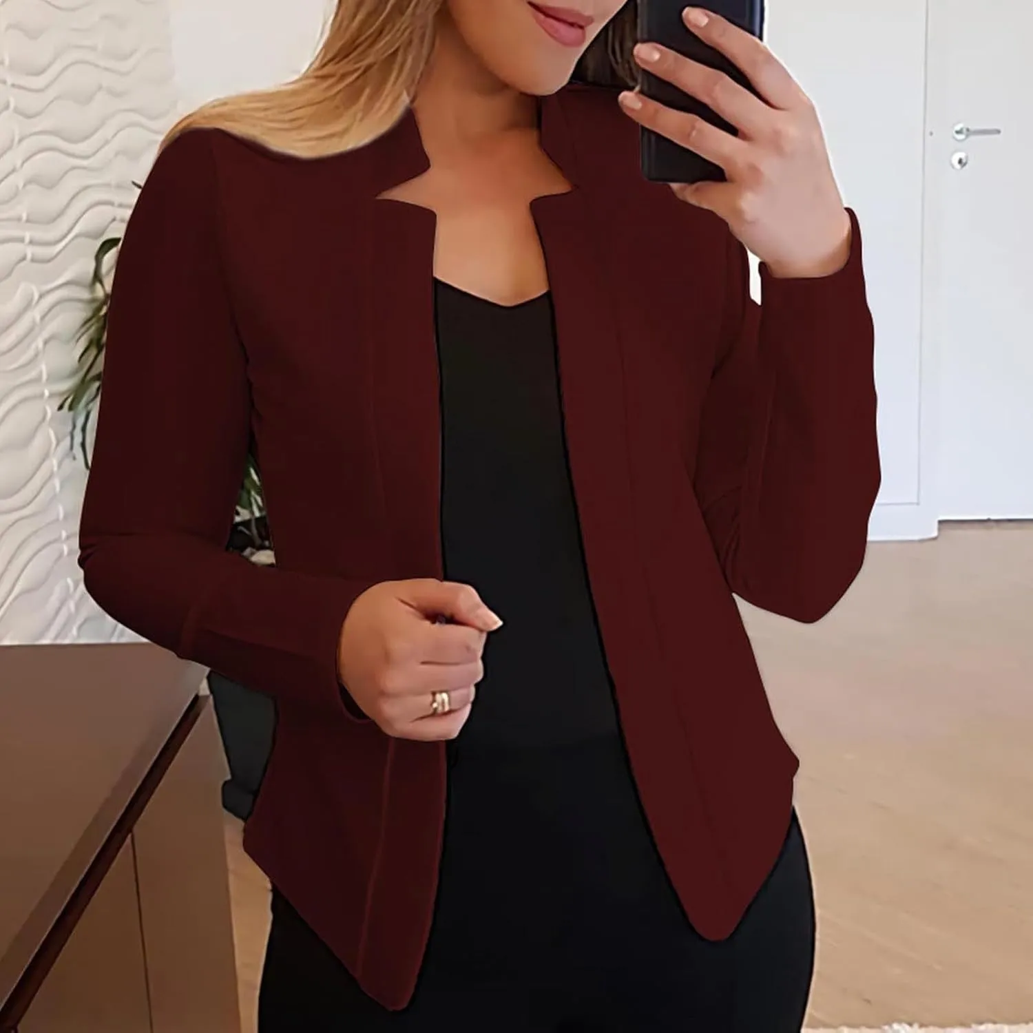 Blazers for Women Short Fall Jackets Tops Long Sleeve Shirts Casual Lightweight Cardigan Coat Cropped Blazer, Small