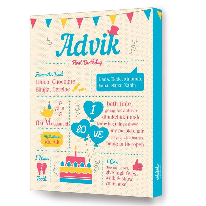 Canvas 1st Birthday Milestone Frame <br> Boy