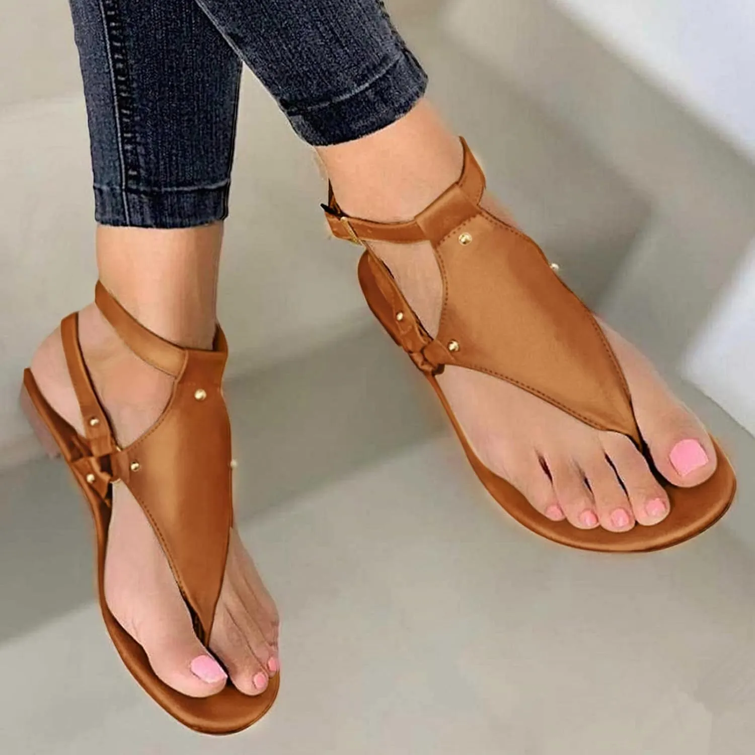 Cathalem Sandals Women Dressy Summer,Women's Flip Flops with Arch Support Platforms Flats Sandals Open Toe Slippers
