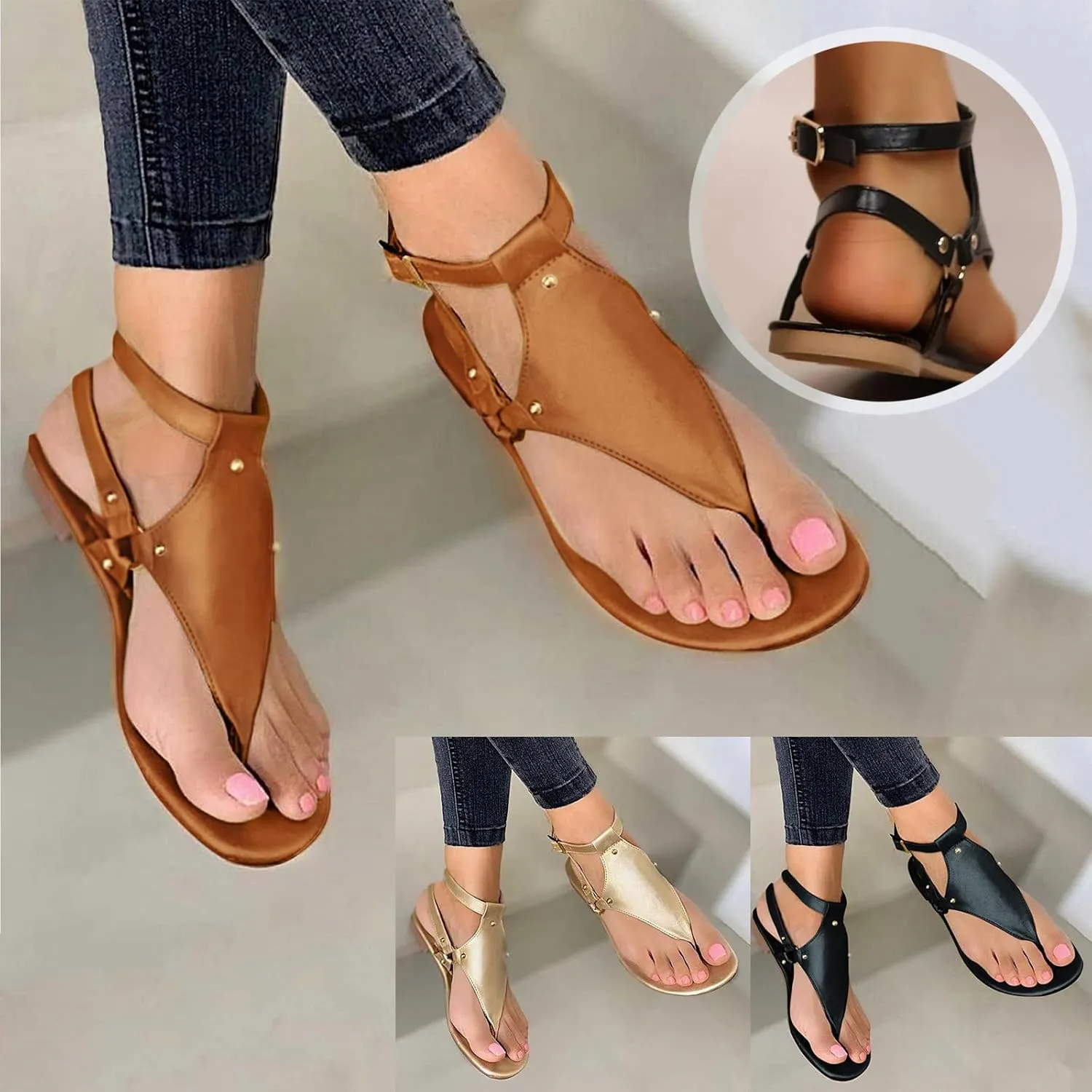 Cathalem Summer Sandals for Women 2024, Women's Flip Flops with Arch Support Platforms Flats Sandals