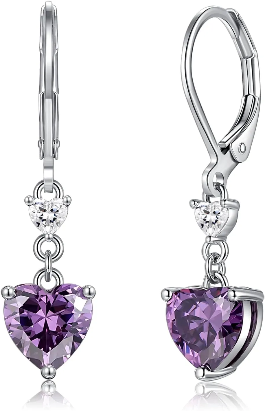 CiNily Heart-Cut Drop Dangle Earrings for Women 14K White Gold Plated Cubic Zirconia Simulated Diamond Dangle Earrings Jewelry Gifts for Mothers Day Weddings Birthday Party