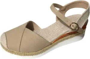 Closed Toe Sandals Women Ankle Strap Platform Wedge Sandals Casual Comfortable Shoes Low Heel Espadrilles Dressy Office Shoes Vacation Beach Sandal 2025 Wedges for Summer Breathable Walking Shoe