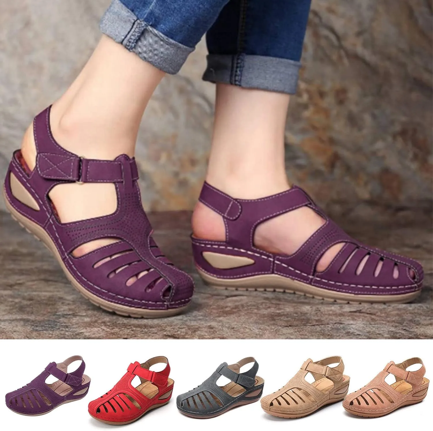 Comfortable Orthopedic Sandals with Arch Support Open Toe Platforms Orthotic Walking Sandals Beach Outdoor Shoes
