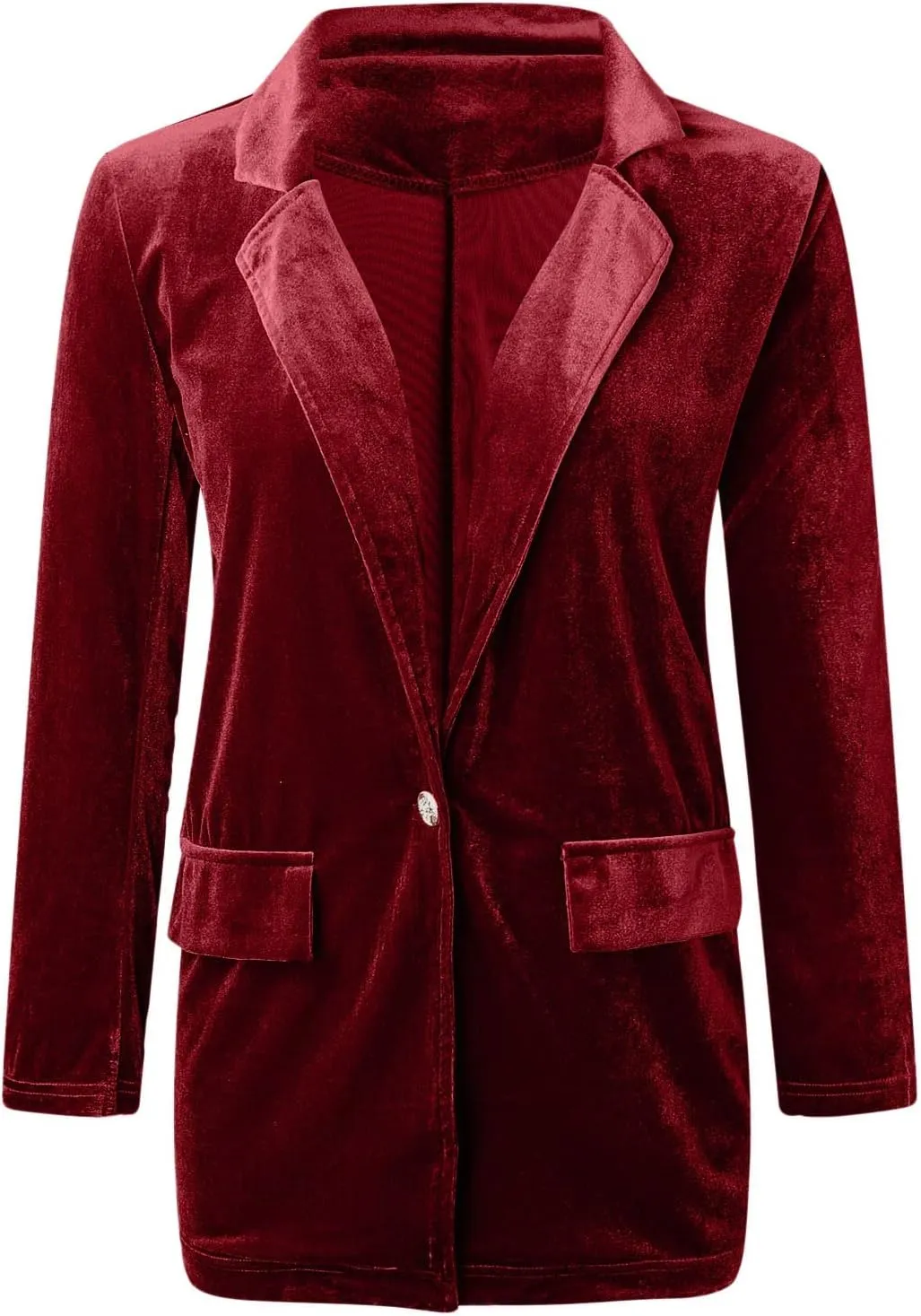 cooki Velvet Blazer Jackets for Women Velvet Trench Coat Open Front Cardigan with Pockets Long Lapel Winter Velvet Soft Coat