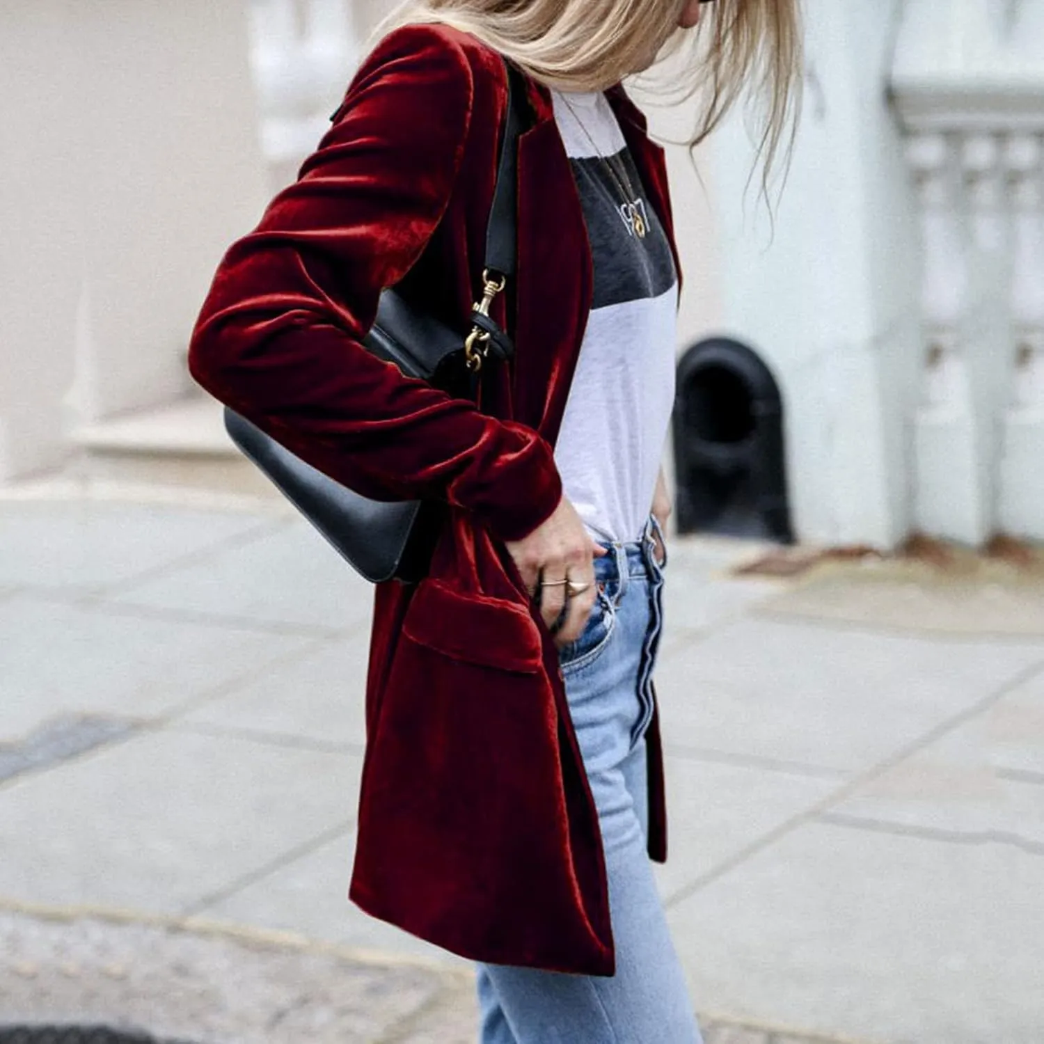 cooki Velvet Blazer Jackets for Women Velvet Trench Coat Open Front Cardigan with Pockets Long Lapel Winter Velvet Soft Coat