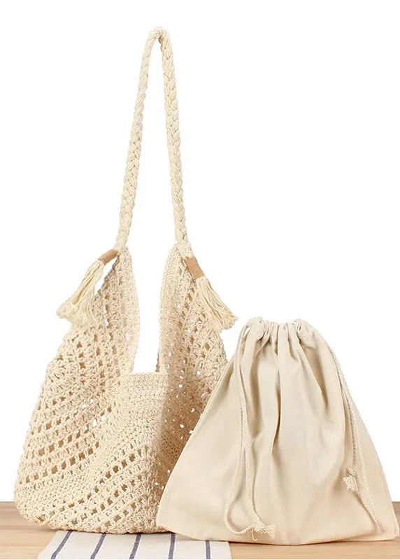 Crochet Canvas Shoulder Bag