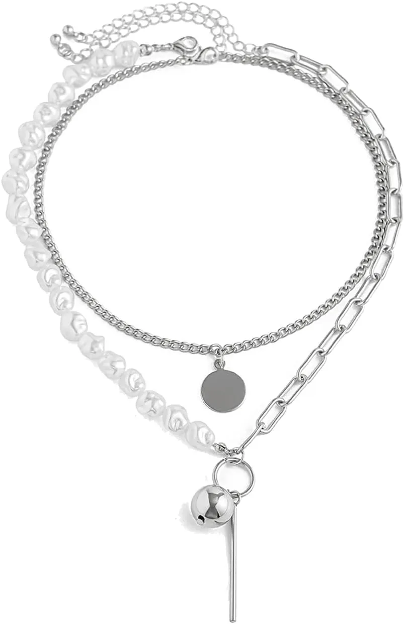 Dainty Layered Choker Necklace for Women, Multi Layer Bohemian Turquoise Necklace Y Pendant Necklace Prom Jewelry