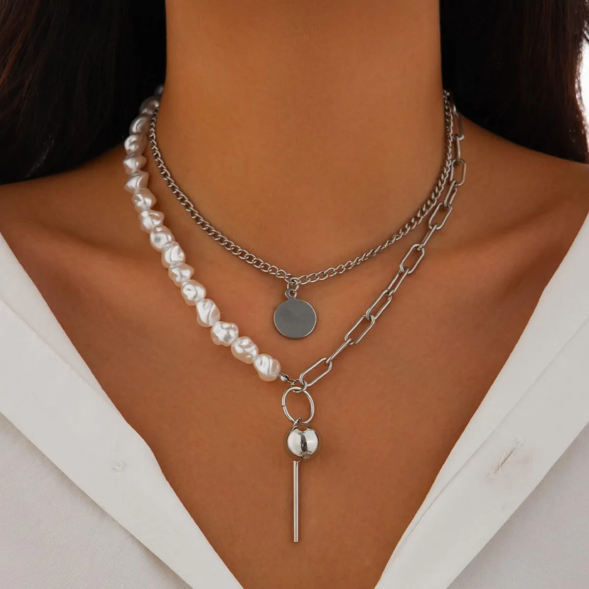 Dainty Layered Choker Necklace for Women, Multi Layer Bohemian Turquoise Necklace Y Pendant Necklace Prom Jewelry
