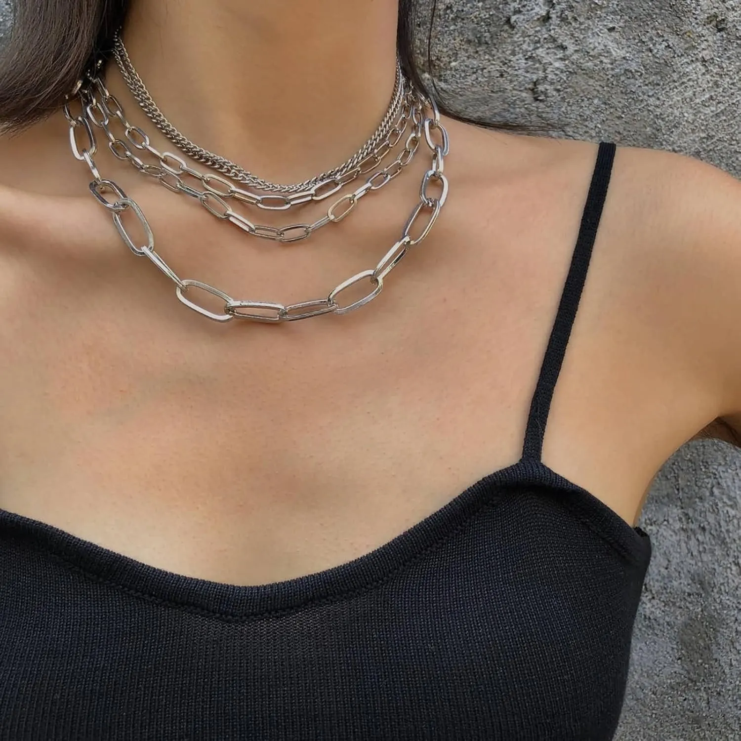 Dainty Layered Necklace, Dainty Layered Necklaces for Women Geometric Fringe Chain Necklaces Jewelry Gifts for Birthday Wedding, 5 Layers