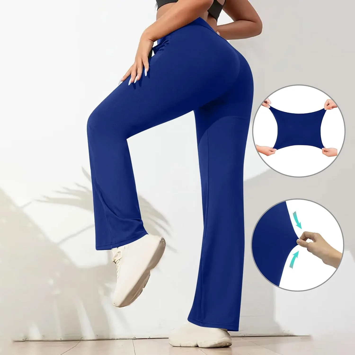DDAPJ pyju Women's Yoga Dress Pants Bootcut Work Slacks Stretch Straight Leg Pants Trousers High Waisted Pants with Pockets