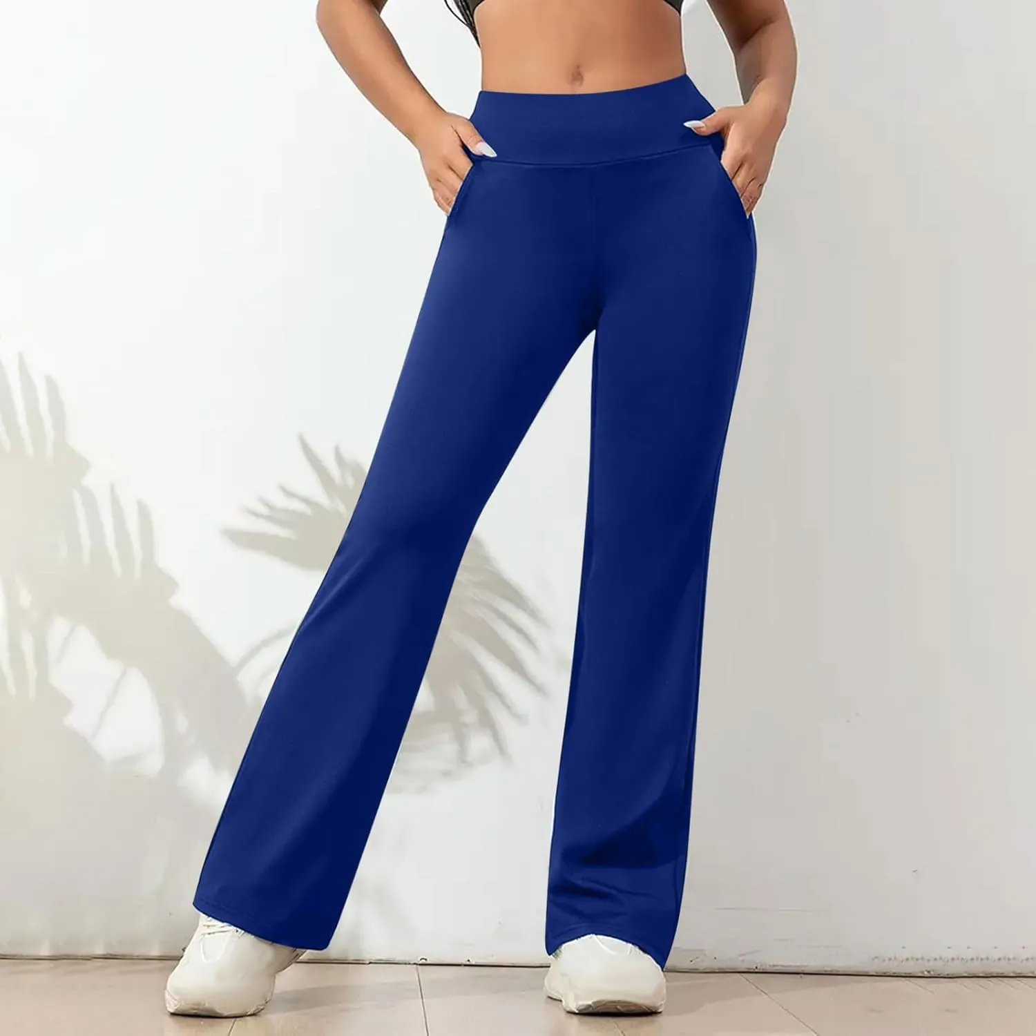 DDAPJ pyju Women's Yoga Dress Pants Bootcut Work Slacks Stretch Straight Leg Pants Trousers High Waisted Pants with Pockets