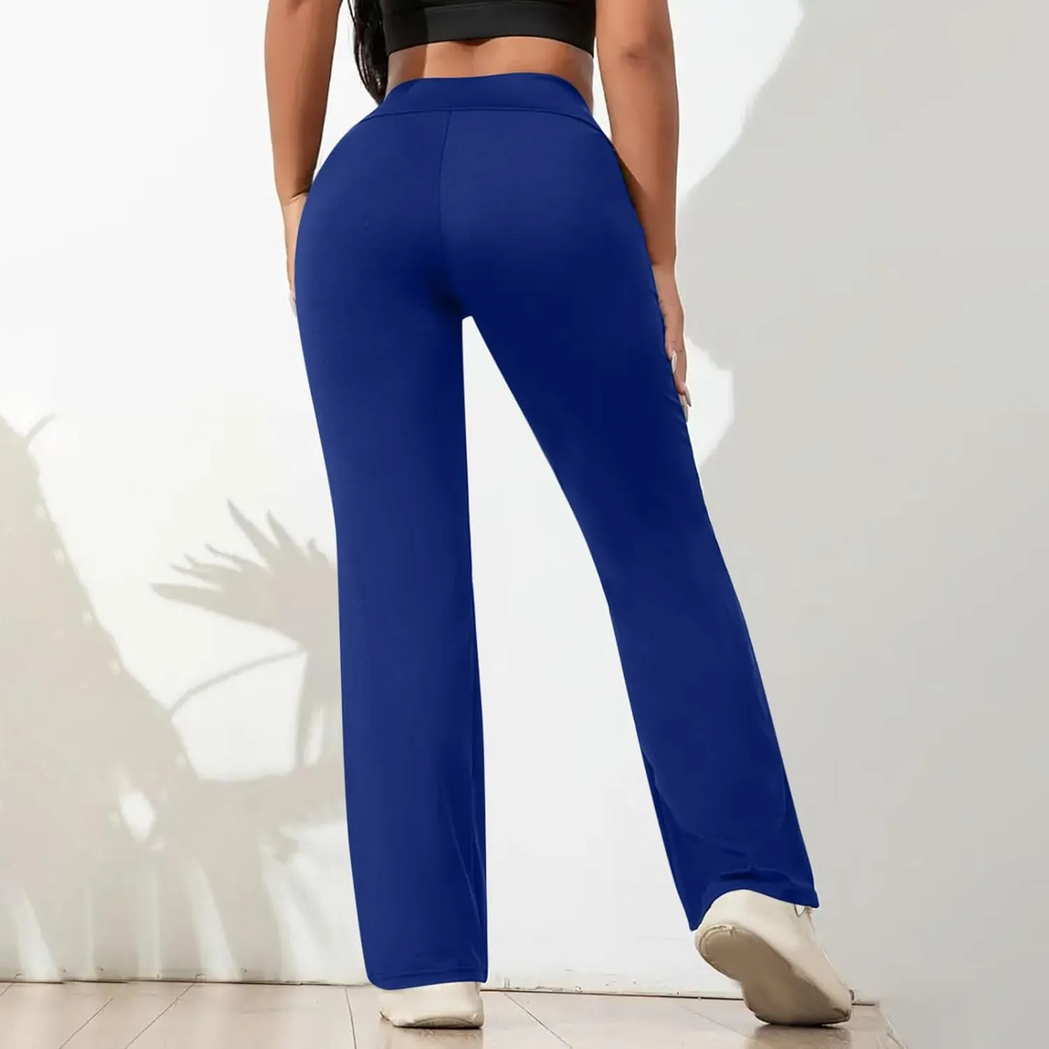 DDAPJ pyju Women's Yoga Dress Pants Bootcut Work Slacks Stretch Straight Leg Pants Trousers High Waisted Pants with Pockets