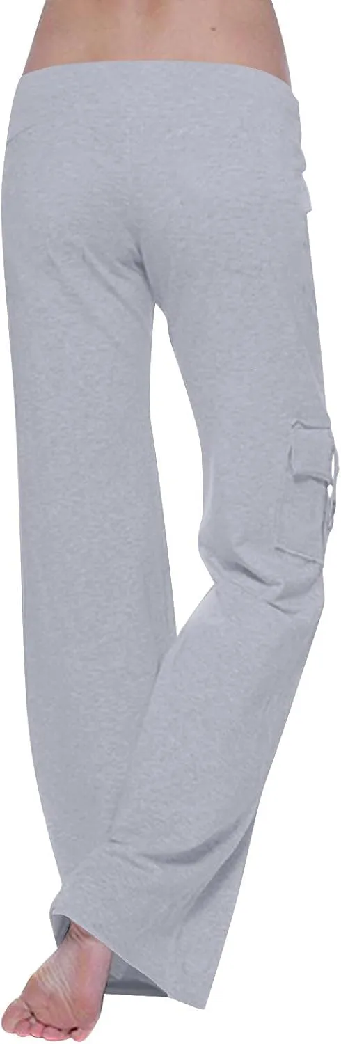DDAPJ pyju Yoga Cargo Pants Women Wide Leg Pants Stretch High Waisted Casual Pants Athlethic Travel Trousers with Pockets
