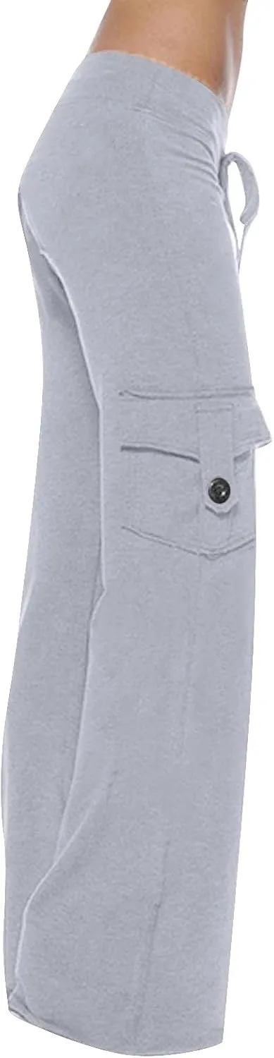 DDAPJ pyju Yoga Cargo Pants Women Wide Leg Pants Stretch High Waisted Casual Pants Athlethic Travel Trousers with Pockets