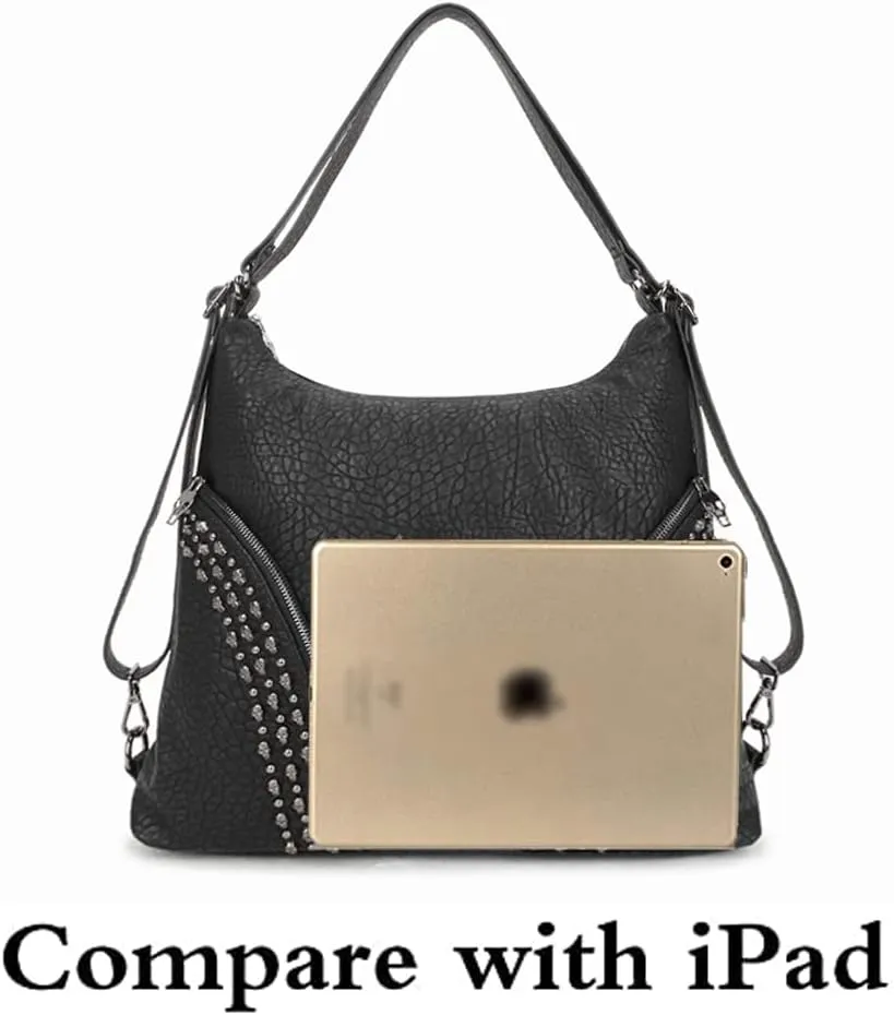 Downupdown Skull Handbags Women Tote Bags Skull Print Leather Shoulder Crossbody Bag Studded Satchel Purse Gothic Backpack
