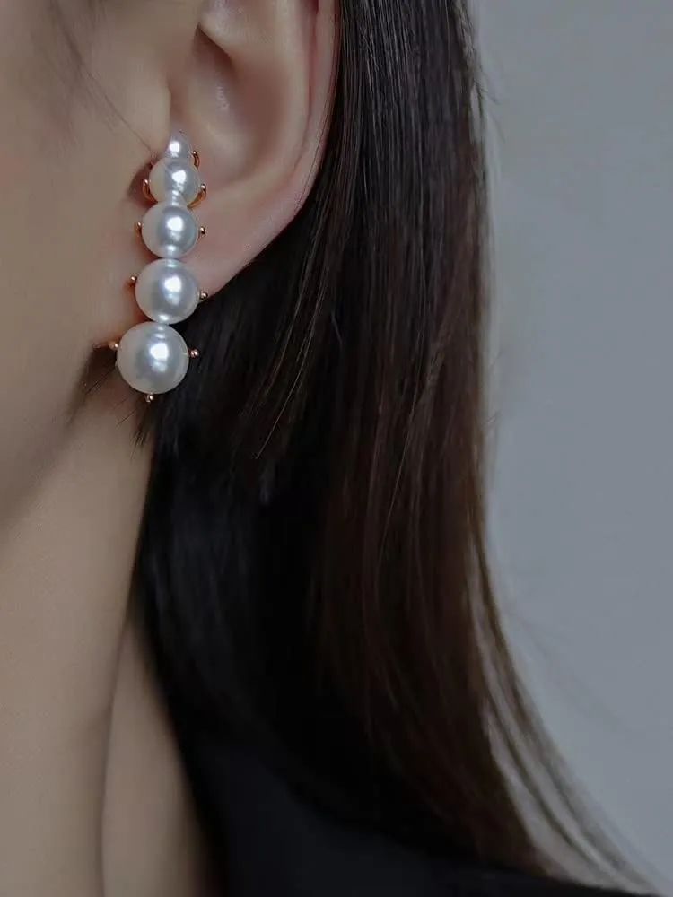 Ear Cuff Earrings for Women Gold Plated Stud Earrings for Women Hypoallergenic Pearl Cuff Birthday Gift