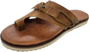Eduavar Sandals for Women Dressy Summer, Flat Sandals for Women Summer Ring Toe Flip Flops Fashion Leather Sandals Slippers